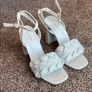 White Ankle Strap Heels